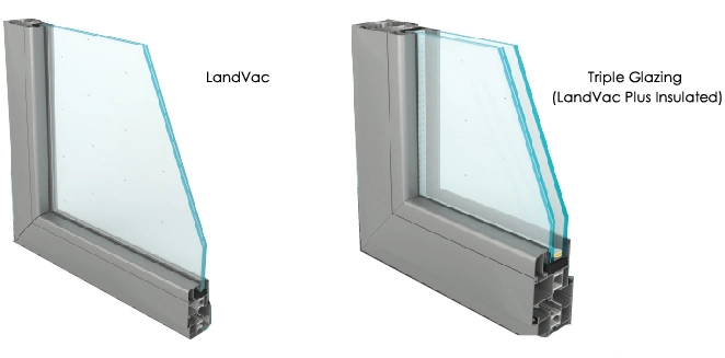 Landvac 0.4 U-Value 8.3mm Thin Soundproofing Energy Saving Tempered Vacuum Window Glass